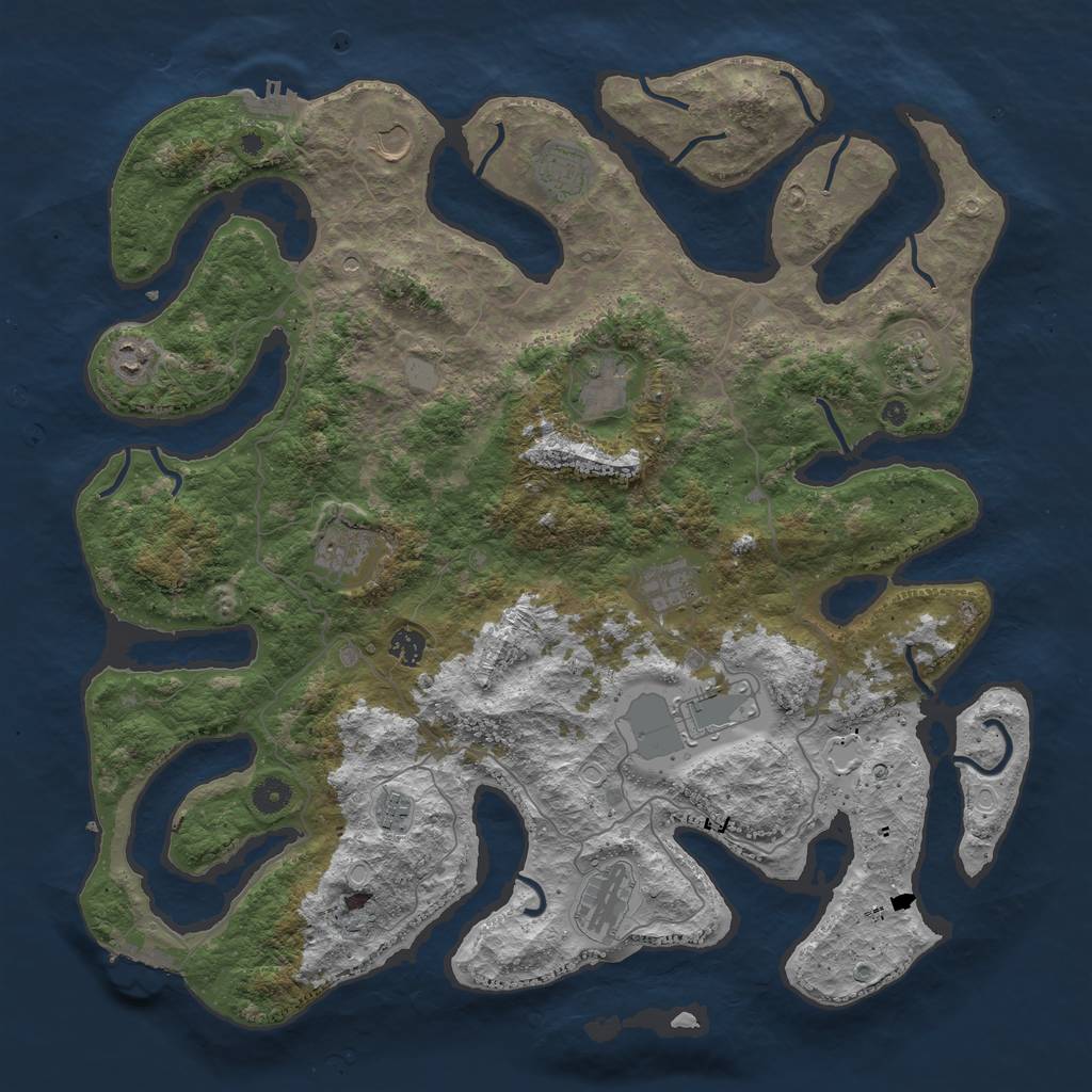 Rust Map: Procedural Map, Size: 4500, Seed: 148287, 19 Monuments