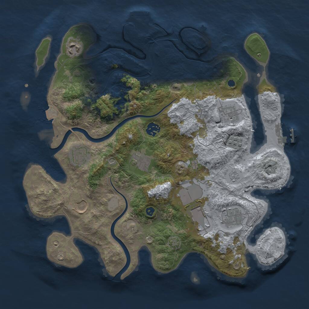 Rust Map: Procedural Map, Size: 3500, Seed: 3798743, 15 Monuments