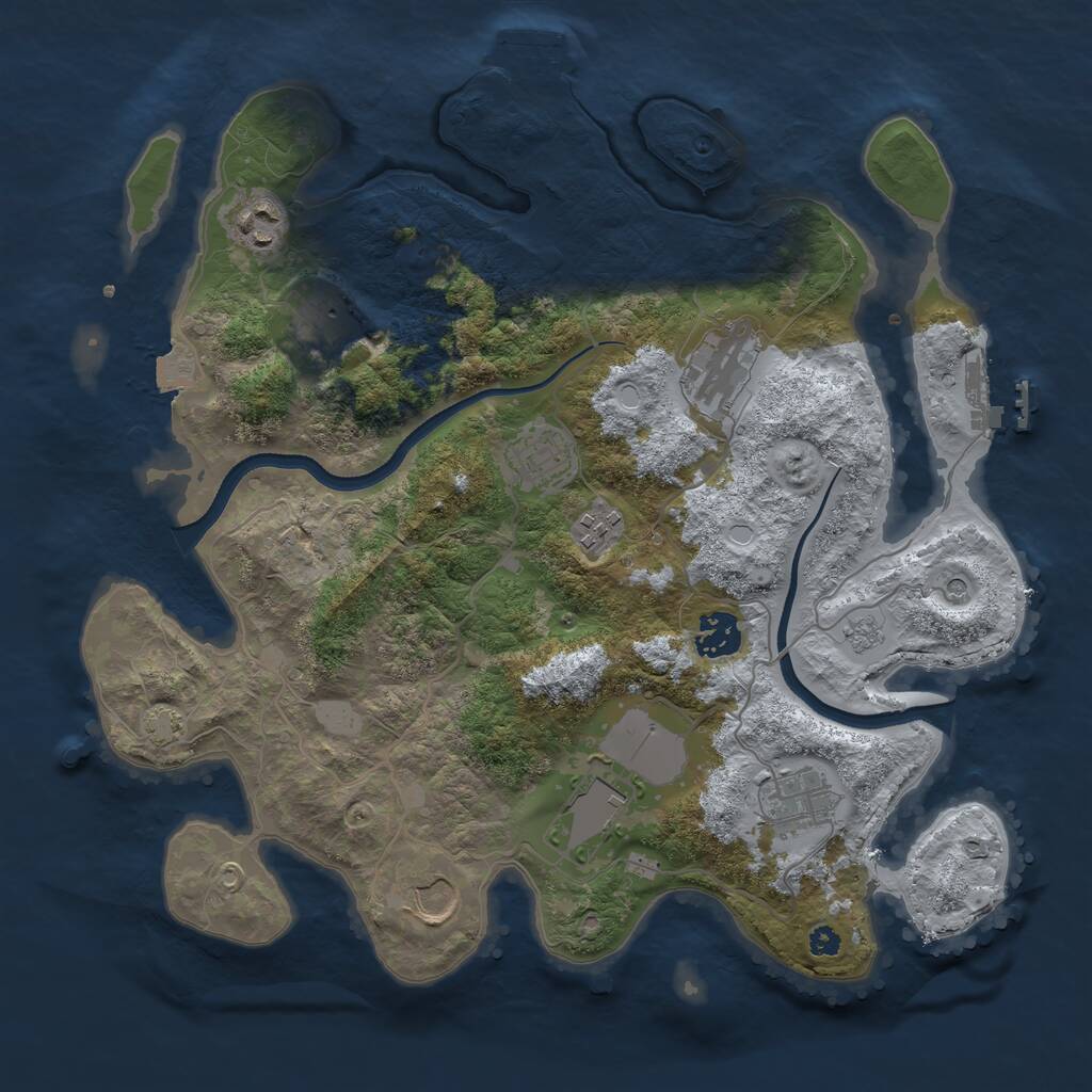 Rust Map: Procedural Map, Size: 3500, Seed: 3798743, 15 Monuments