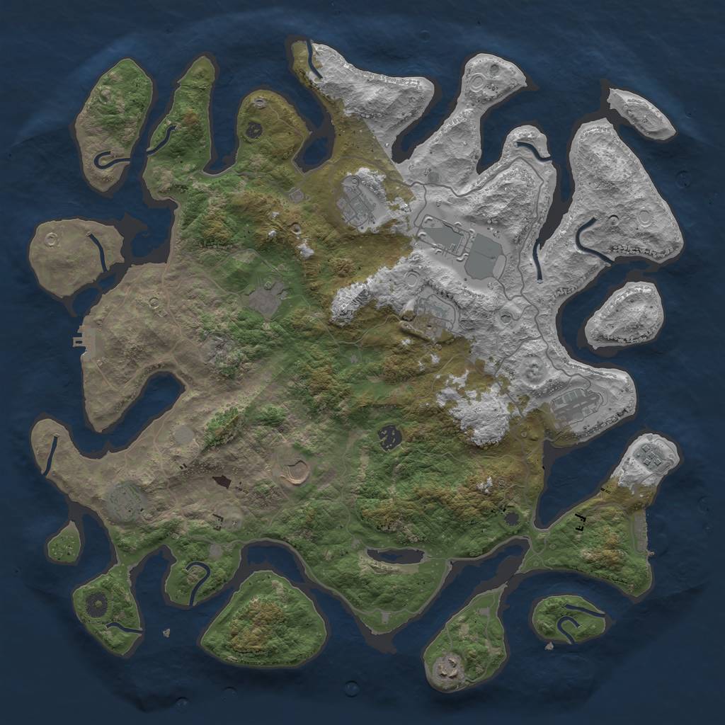 Rust Map: Procedural Map, Size: 4500, Seed: 6143127, 18 Monuments