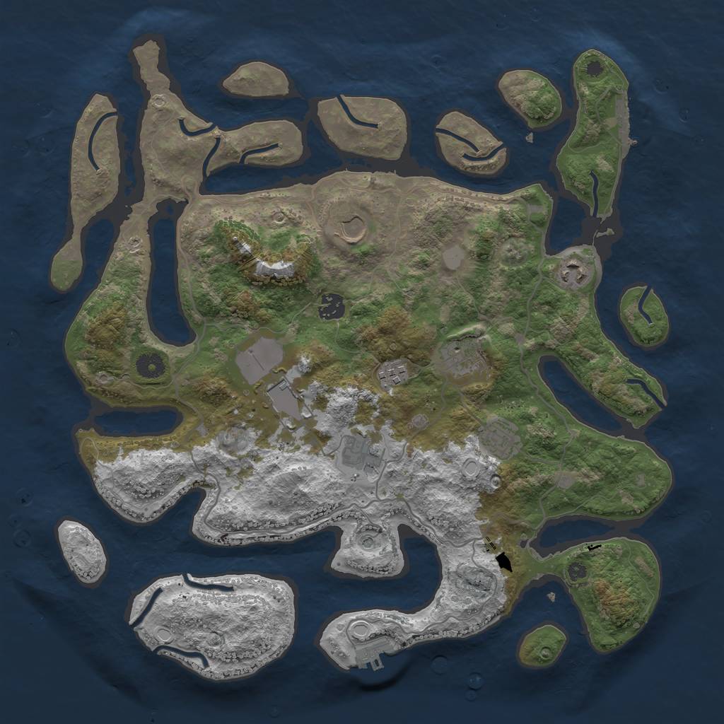 Rust Map: Procedural Map, Size: 4000, Seed: 327666, 16 Monuments