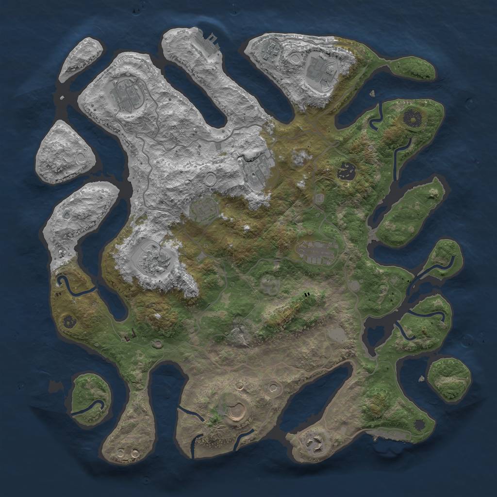 Rust Map: Procedural Map, Size: 4000, Seed: 43008048, 18 Monuments
