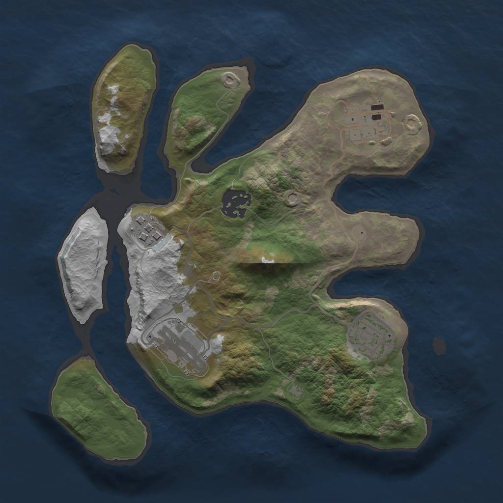 Rust Map: Barren, Size: 2503, Seed: 1343, 7 Monuments