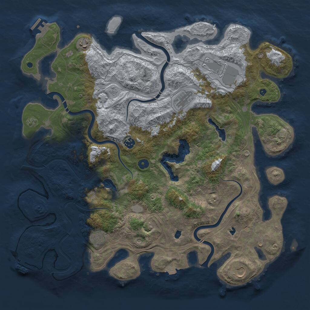 Rust Map: Procedural Map, Size: 4500, Seed: 827109, 12 Monuments
