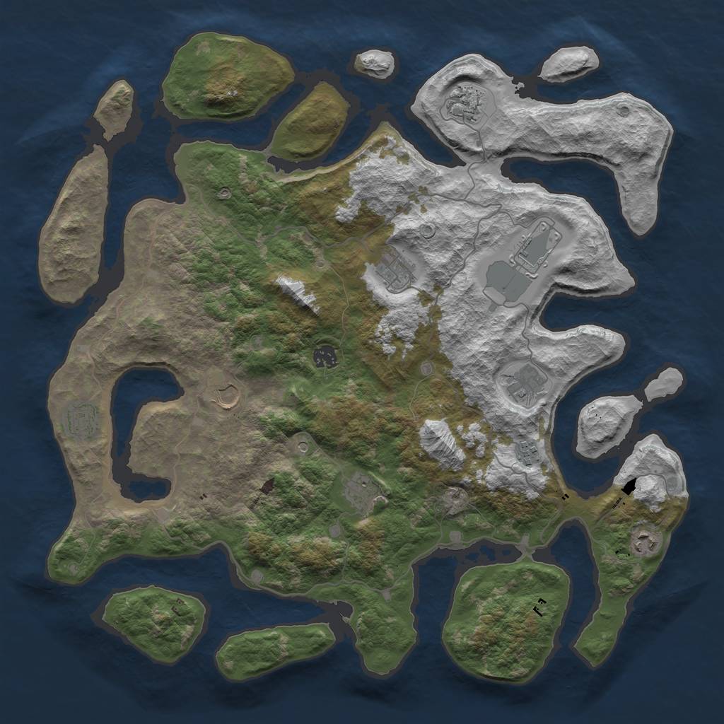Rust Map: Barren, Size: 4500, Seed: 4015153, 13 Monuments