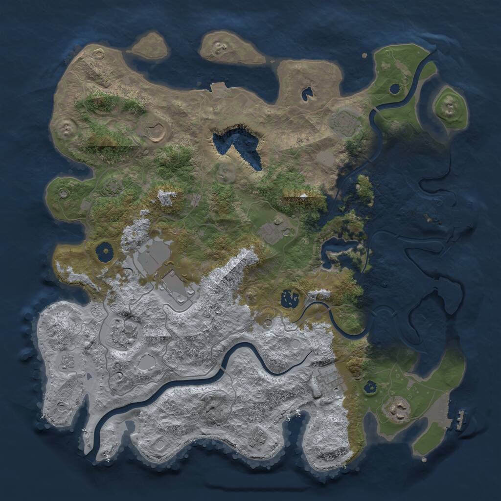 Rust Map: Procedural Map, Size: 4000, Seed: 314159265, 15 Monuments