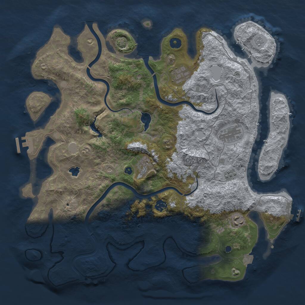 Rust Map: Procedural Map, Size: 4000, Seed: 476227, 12 Monuments