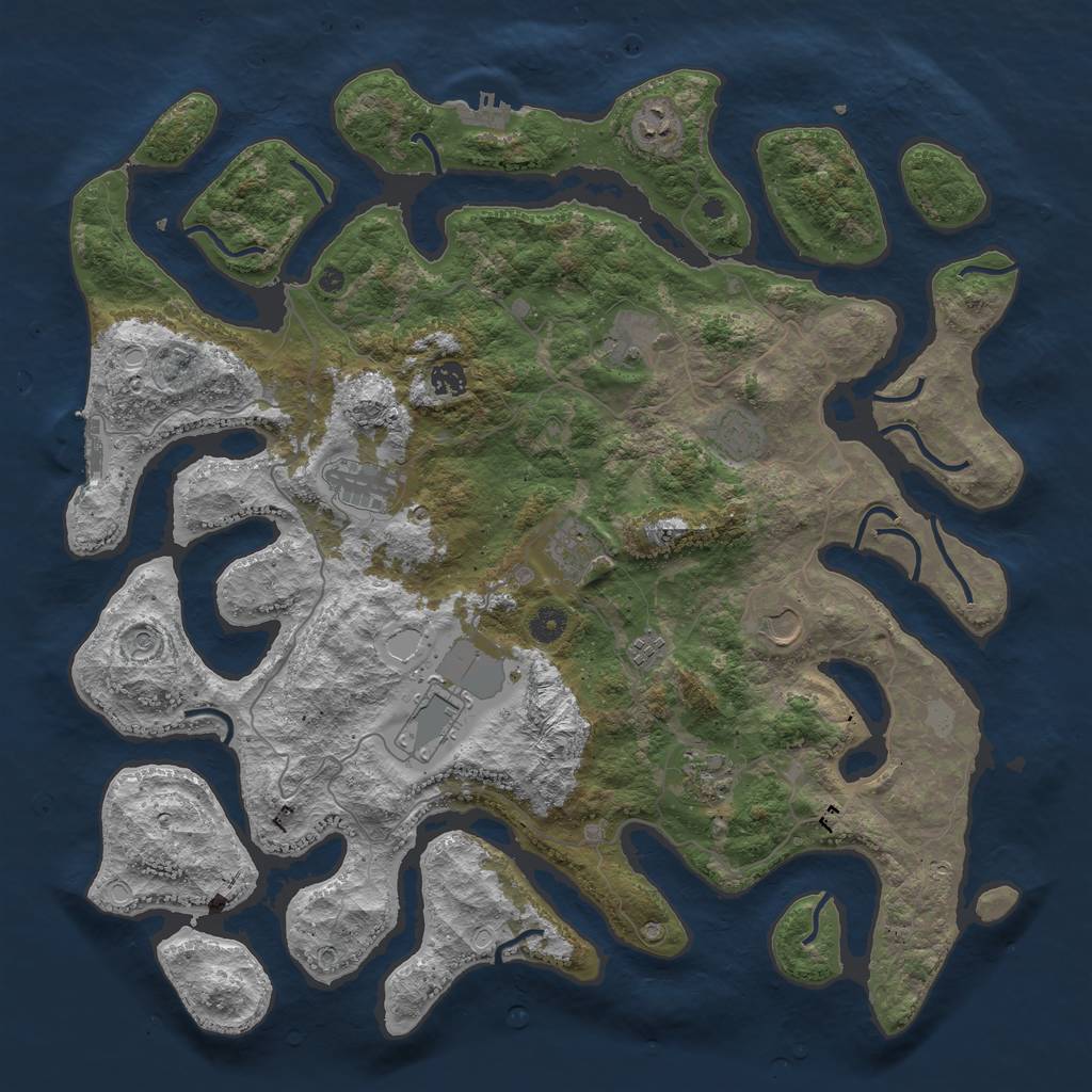 Rust Map: Procedural Map, Size: 4500, Seed: 3944469, 18 Monuments
