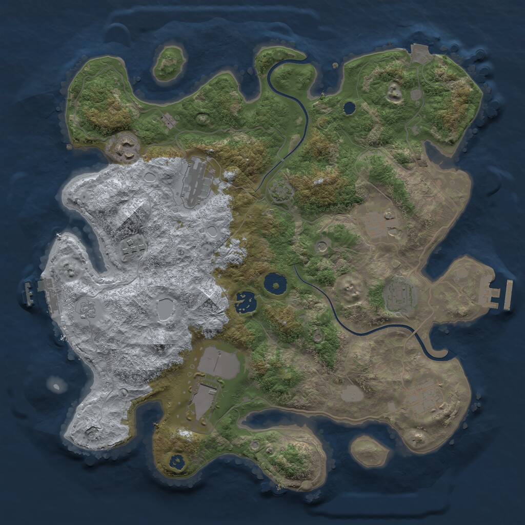 Rust Map: Procedural Map, Size: 3500, Seed: 4958486, 14 Monuments