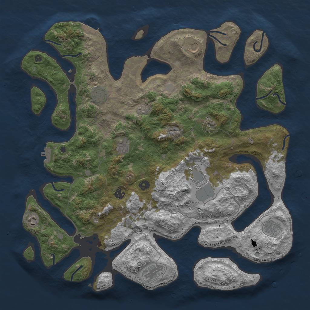 Rust Map: Procedural Map, Size: 4500, Seed: 5632621, 18 Monuments