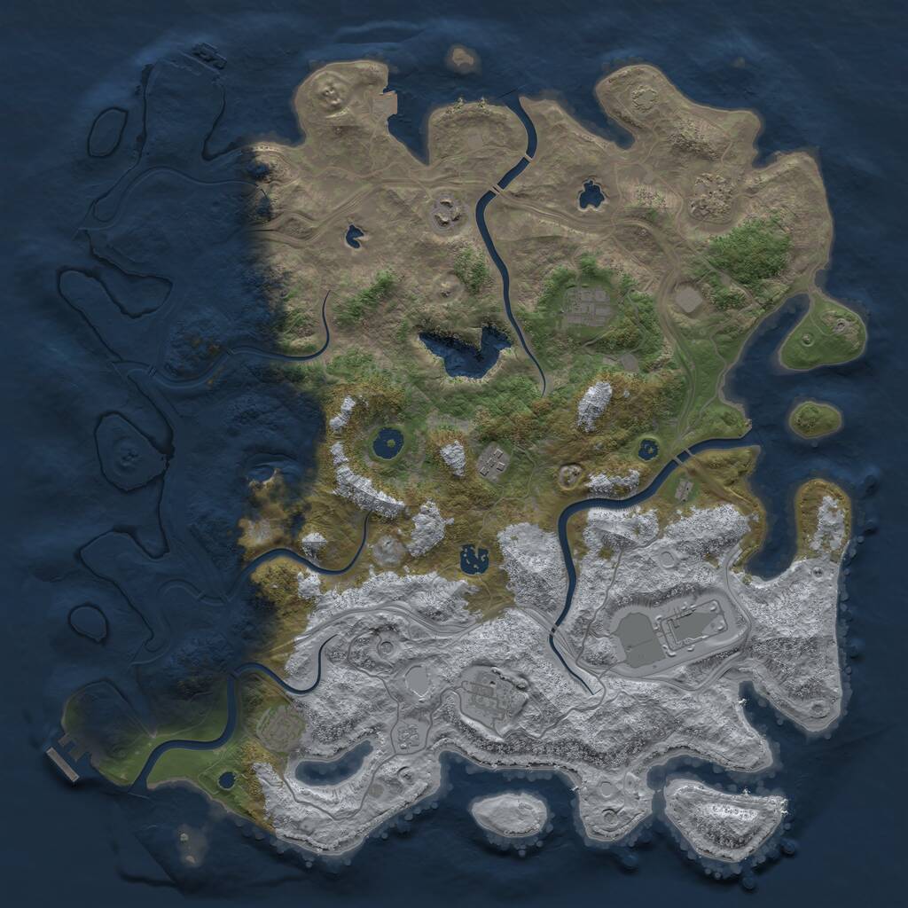 Rust Map: Procedural Map, Size: 4500, Seed: 5480921, 14 Monuments