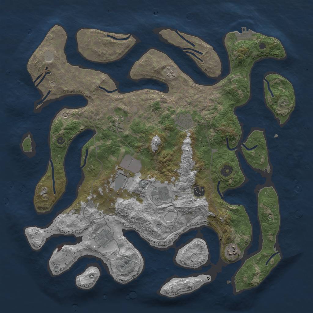 Rust Map: Procedural Map, Size: 4000, Seed: 669459, 15 Monuments