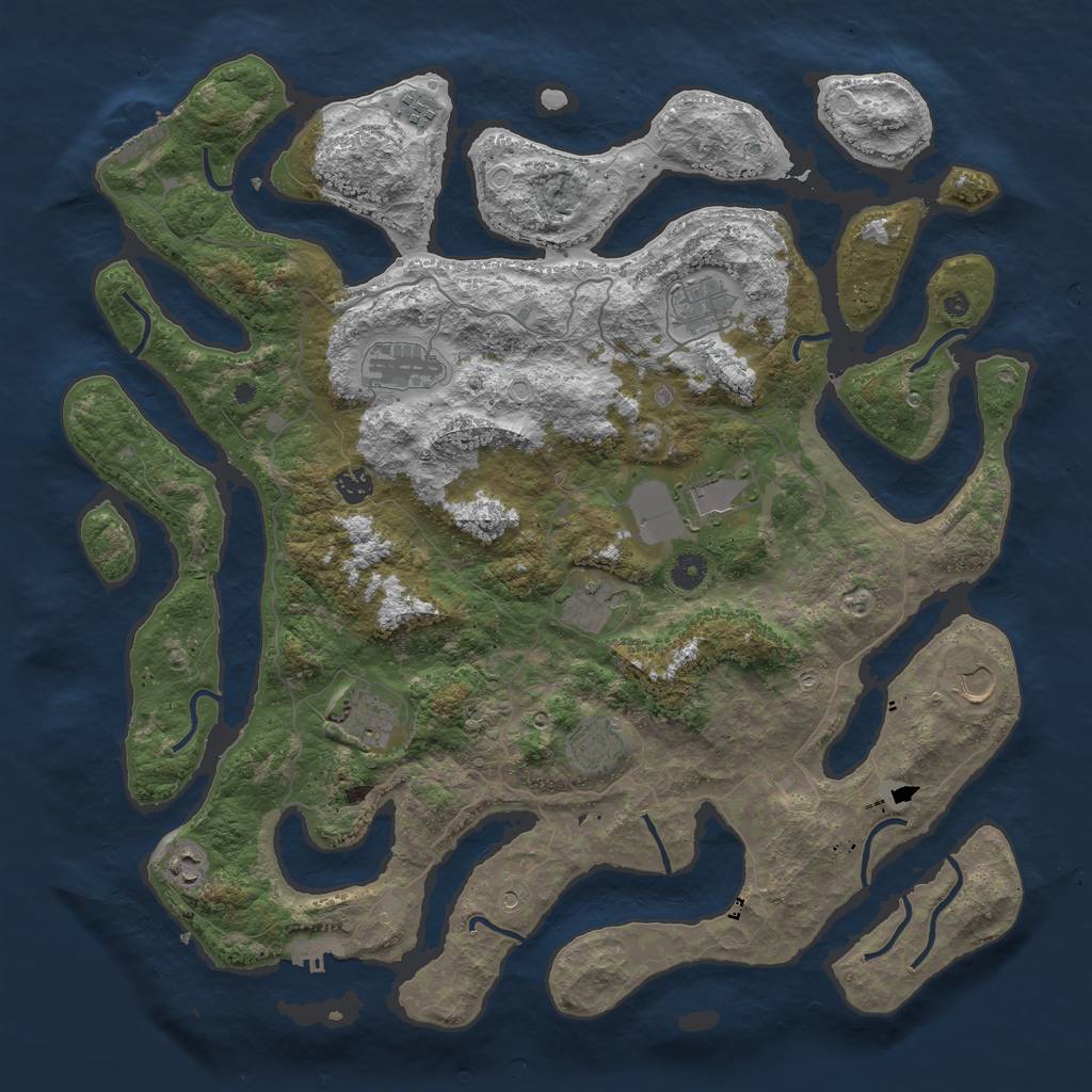 Rust Map: Procedural Map, Size: 4500, Seed: 1820723, 18 Monuments