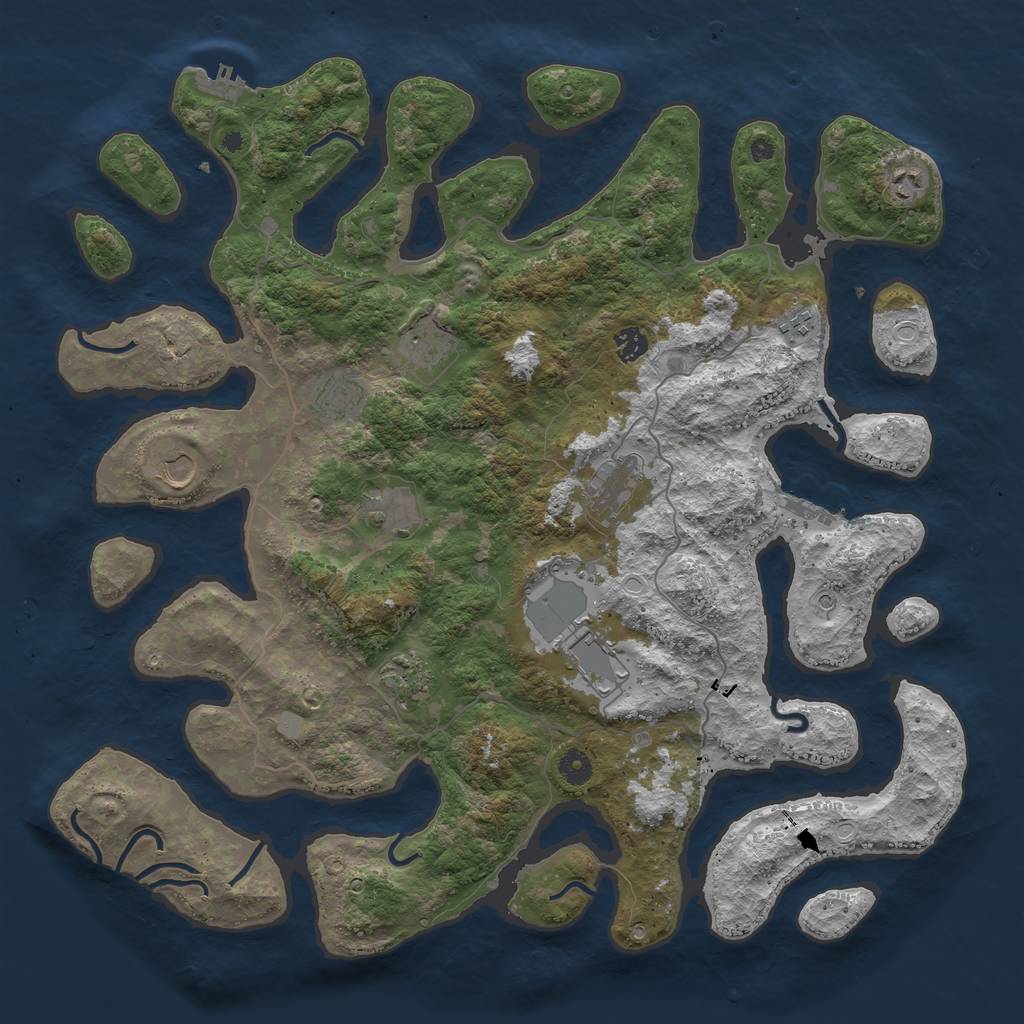 Rust Map: Procedural Map, Size: 4500, Seed: 5357420, 18 Monuments