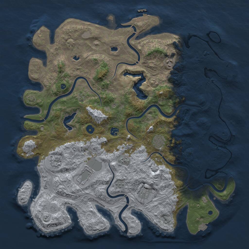 Rust Map: Procedural Map, Size: 4500, Seed: 4113774, 13 Monuments