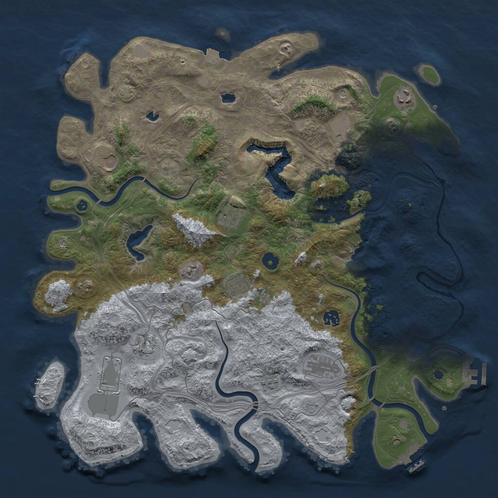 Rust Map: Procedural Map, Size: 4500, Seed: 4113774, 16 Monuments