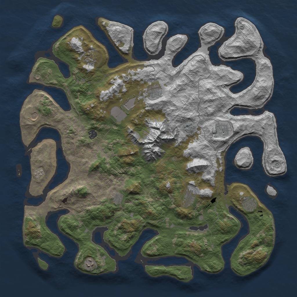 Rust Map: Barren, Size: 5000, Seed: 397159874, 14 Monuments