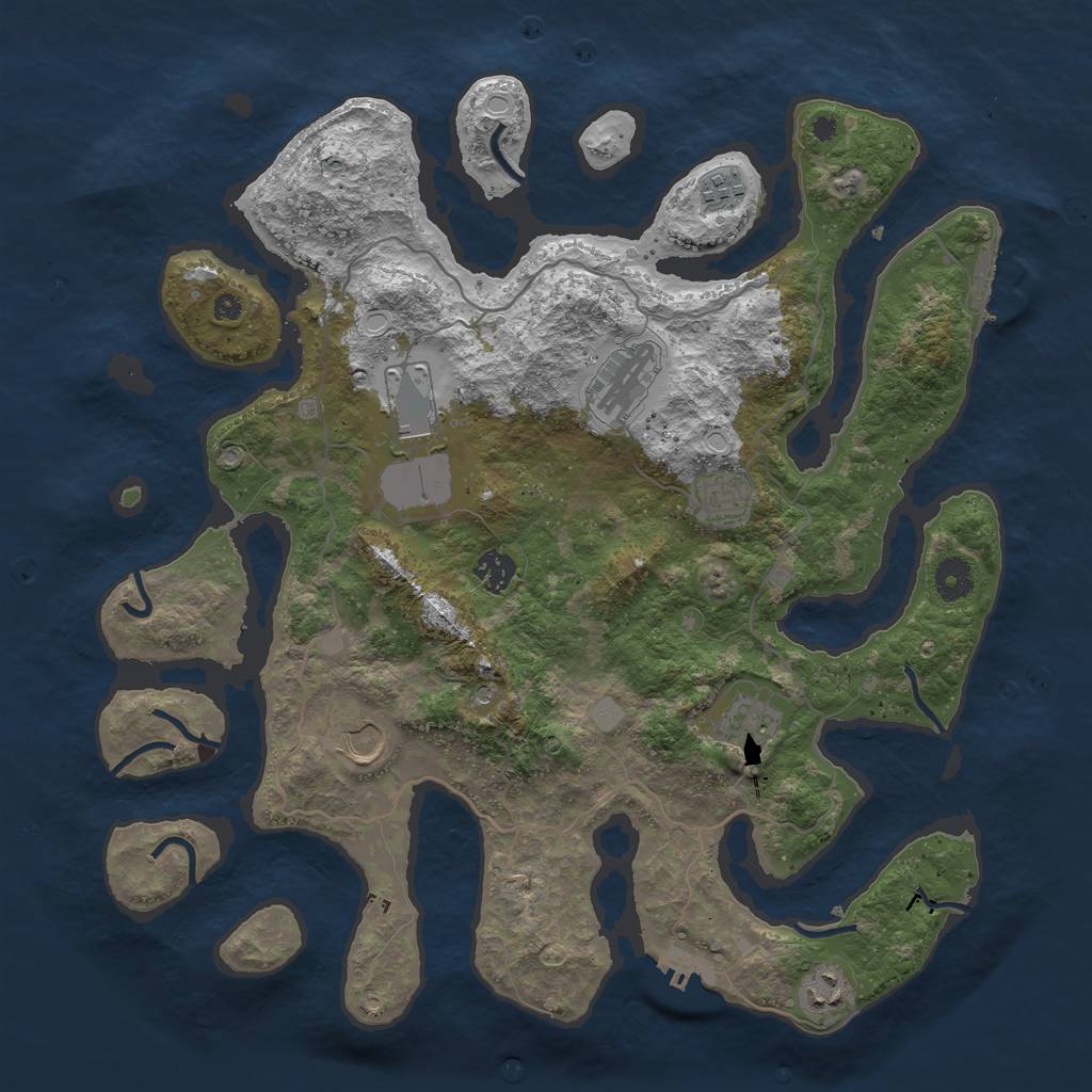 Rust Map: Procedural Map, Size: 4000, Seed: 757322, 16 Monuments