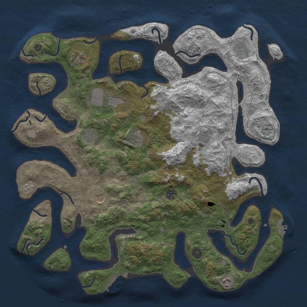 Rust Map: Procedural Map, Size: 4500, Seed: 6230185, 18 Monuments