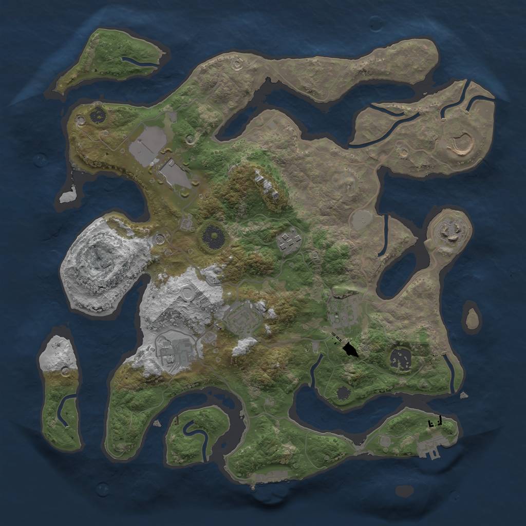 Rust Map: Procedural Map, Size: 3500, Seed: 109392757, 16 Monuments
