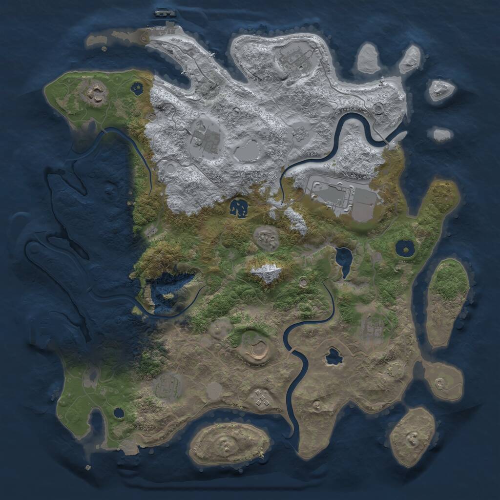 Rust Map: Procedural Map, Size: 4000, Seed: 727786, 15 Monuments