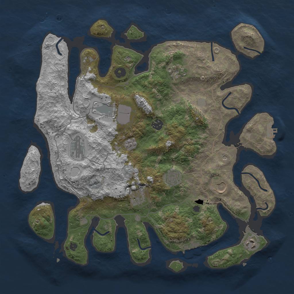 Rust Map: Procedural Map, Size: 4000, Seed: 5124781, 17 Monuments