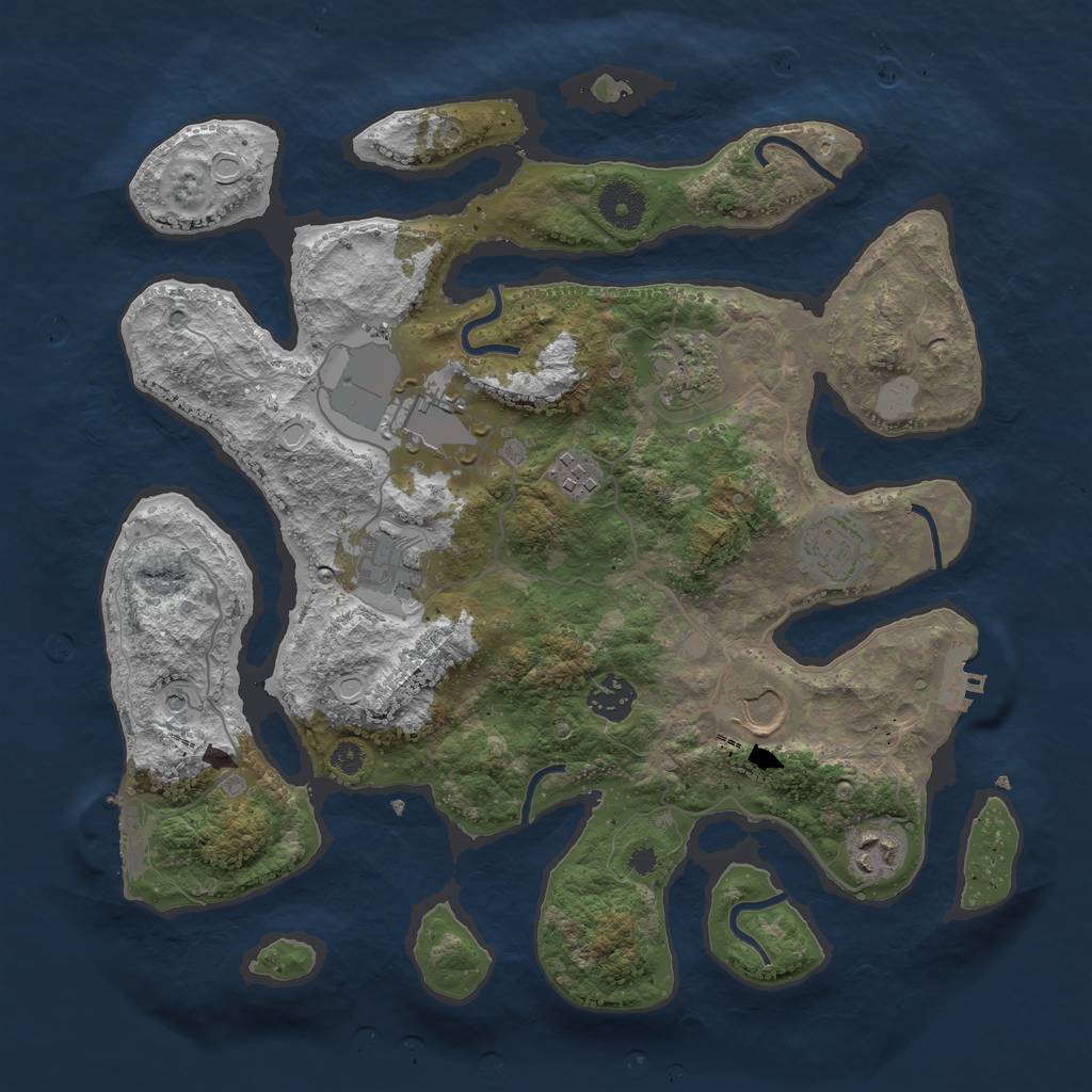 Rust Map: Procedural Map, Size: 3550, Seed: 146136, 16 Monuments
