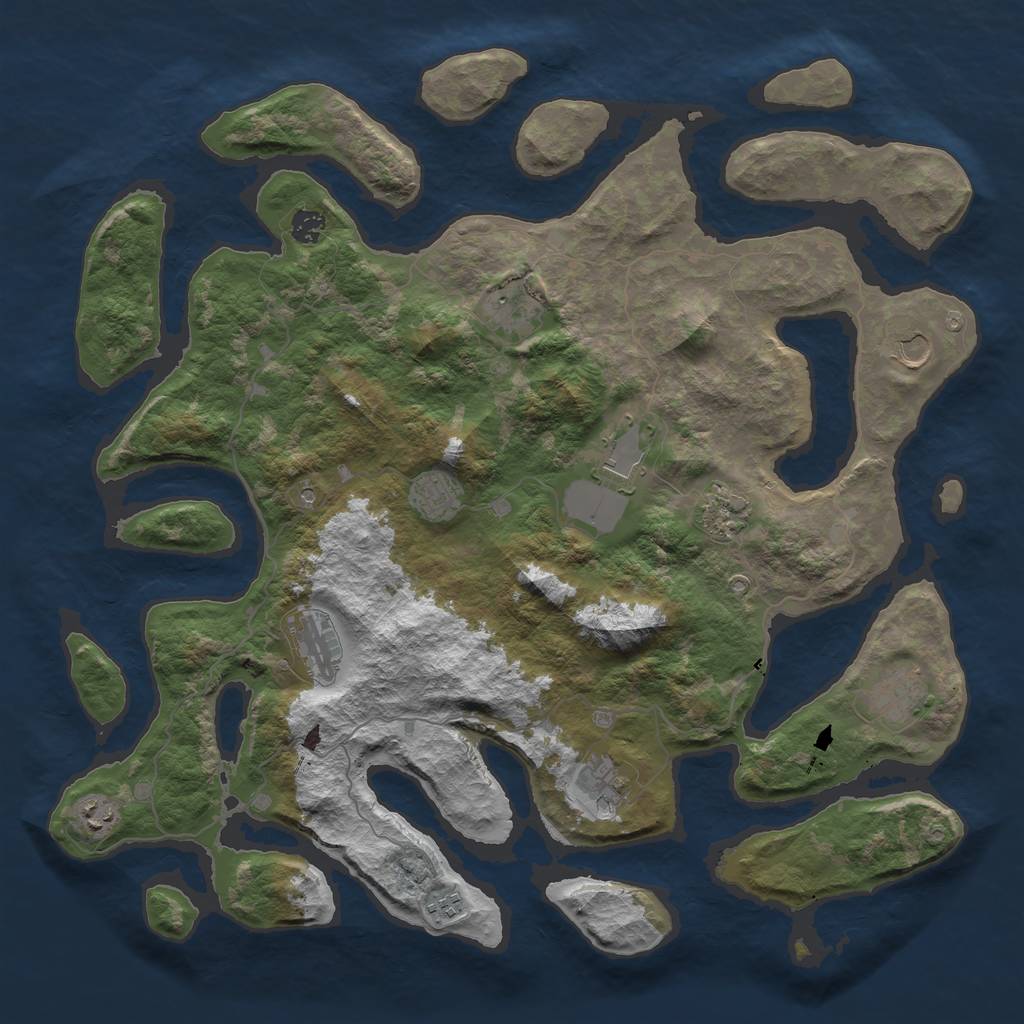 Rust Map: Barren, Size: 4500, Seed: 3795894, 14 Monuments