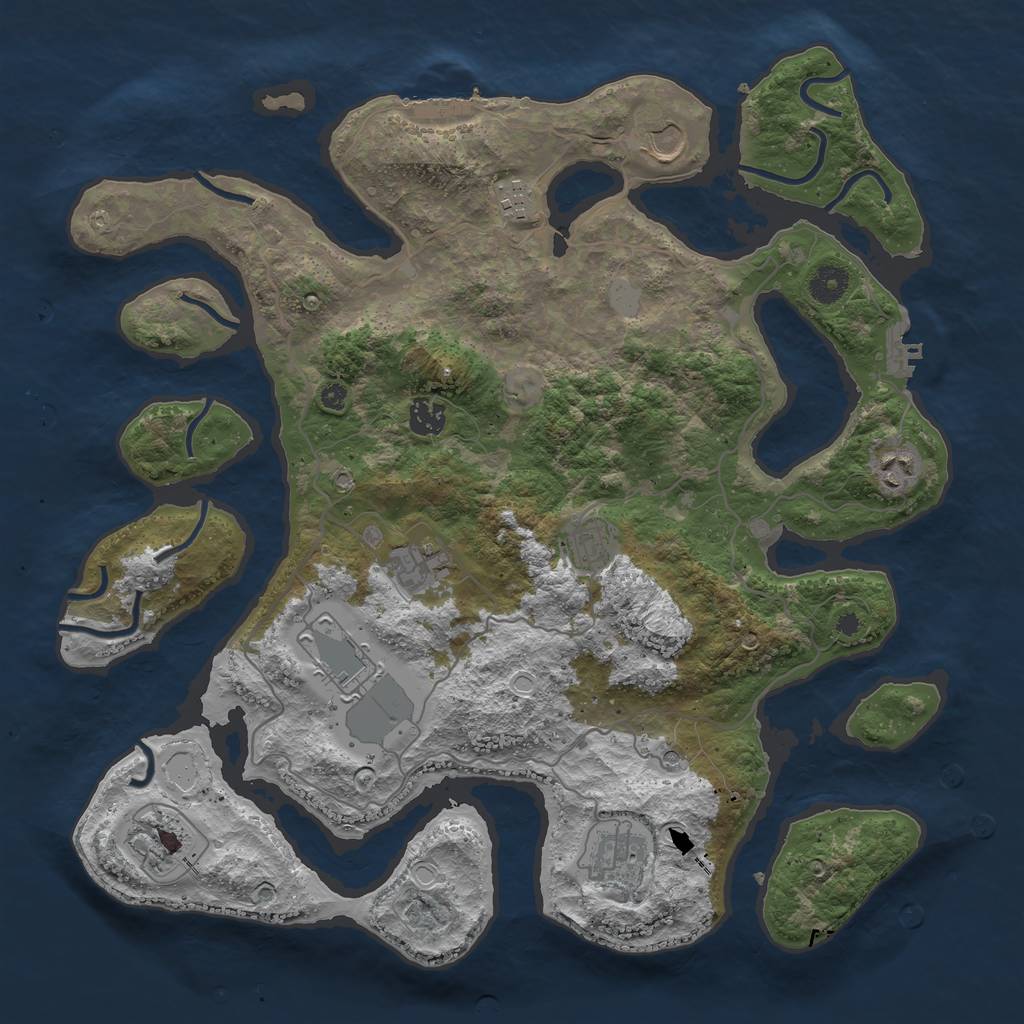 Rust Map: Procedural Map, Size: 4000, Seed: 644355, 17 Monuments