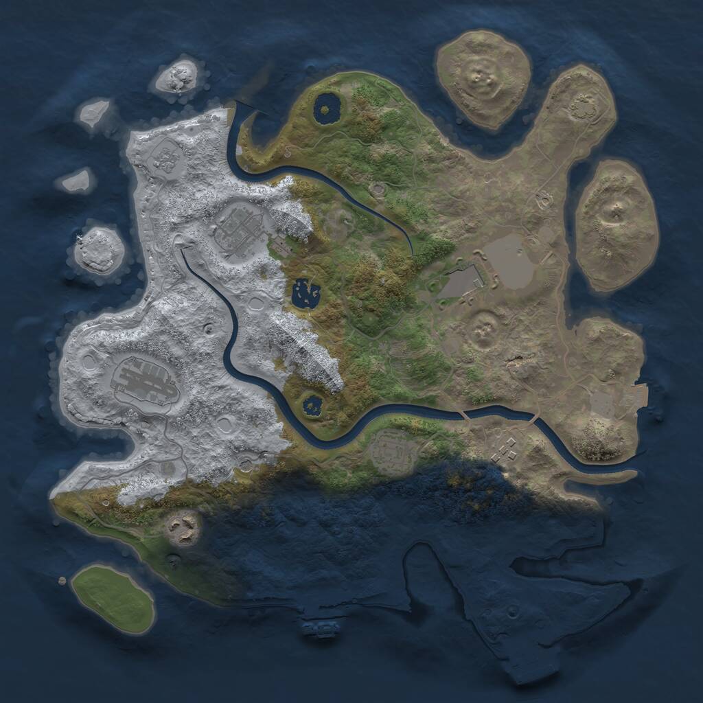 Rust Map: Procedural Map, Size: 3500, Seed: 1966821118, 13 Monuments