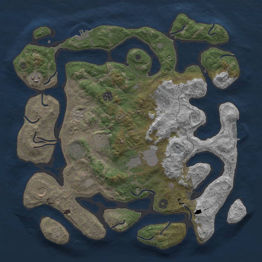 Rust Map: Procedural Map, Size: 4000, Seed: 356838, 16 Monuments