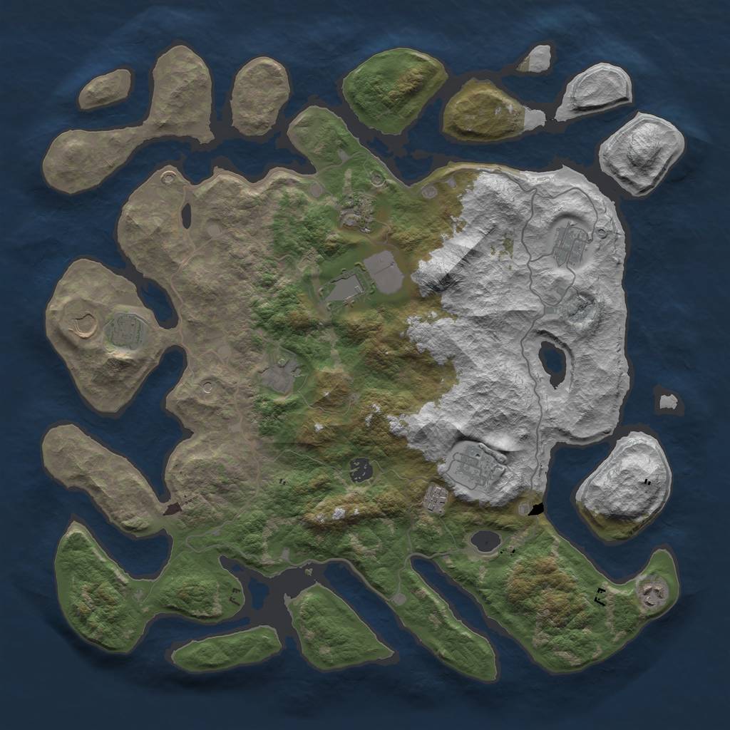 Rust Map: Barren, Size: 4500, Seed: 4674563, 13 Monuments