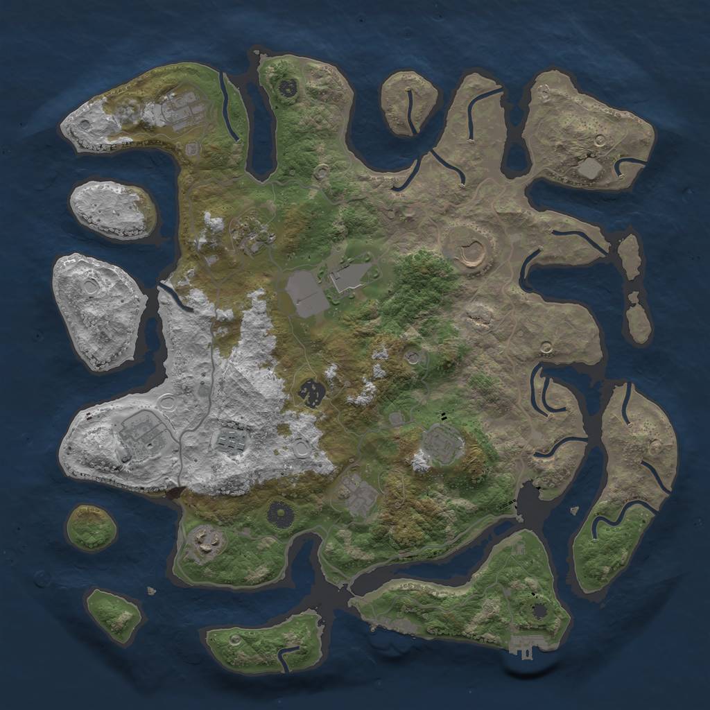 Rust Map: Procedural Map, Size: 4000, Seed: 355526, 18 Monuments