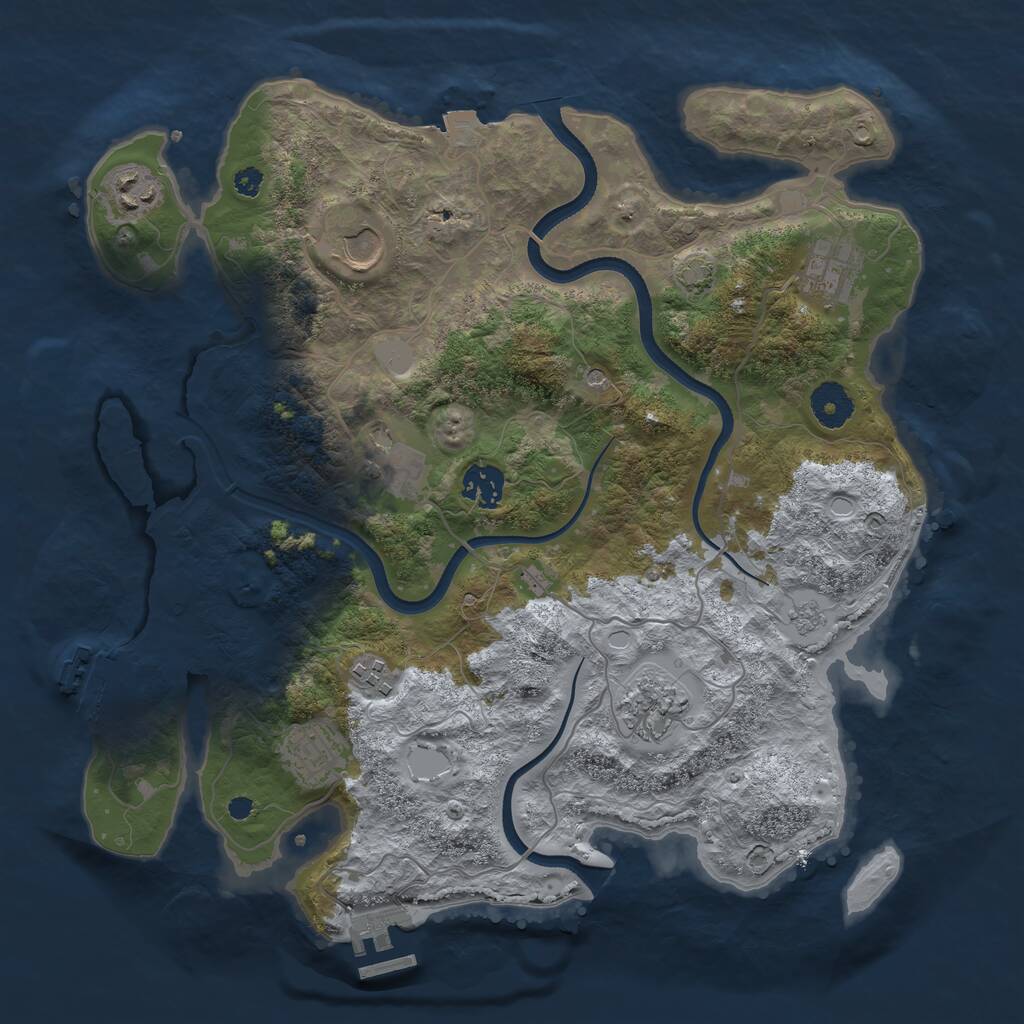 Rust Map: Procedural Map, Size: 3550, Seed: 487908, 14 Monuments