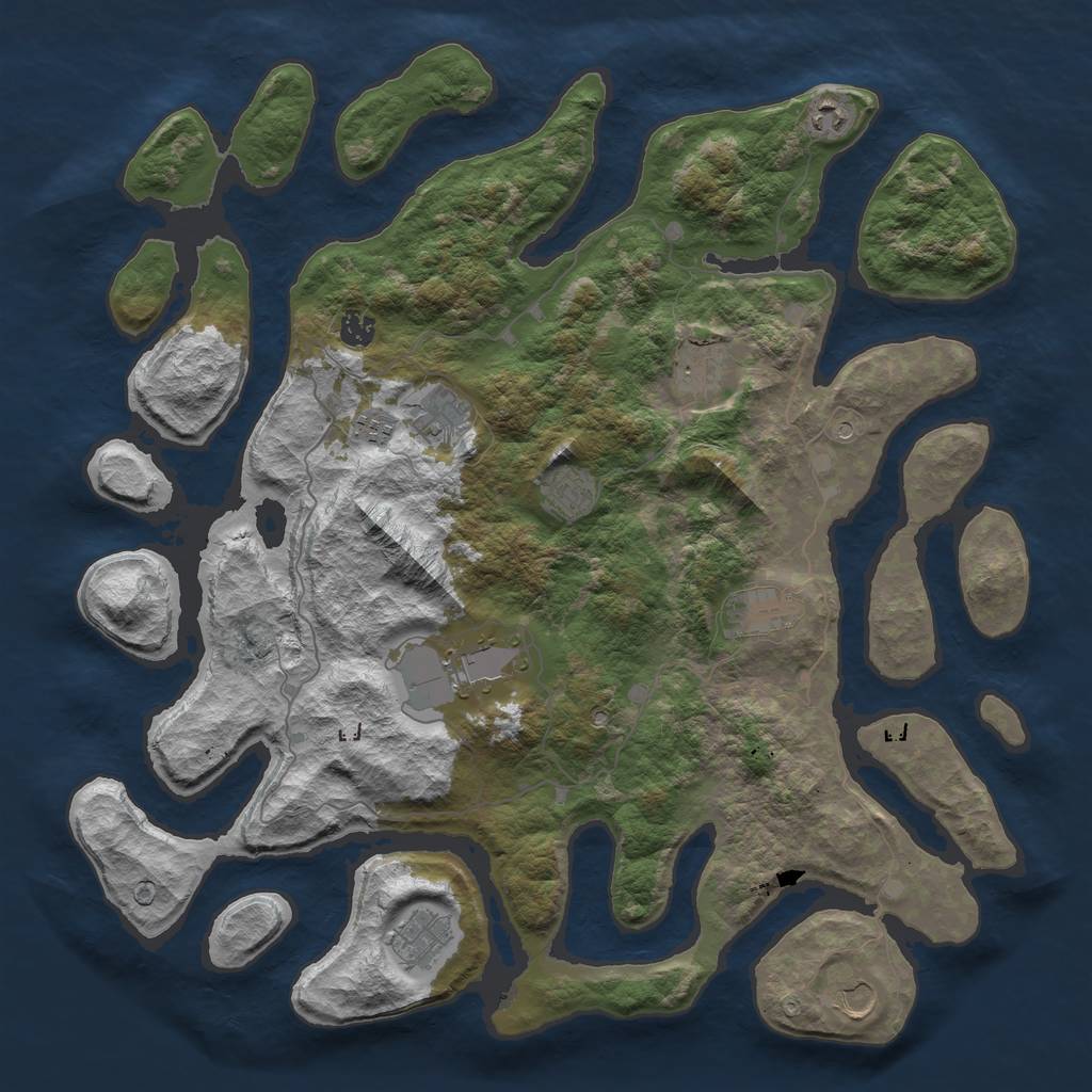Rust Map: Barren, Size: 4500, Seed: 3044267, 13 Monuments