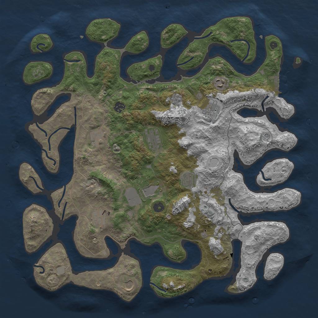 Rust Map: Procedural Map, Size: 4500, Seed: 1280843, 18 Monuments