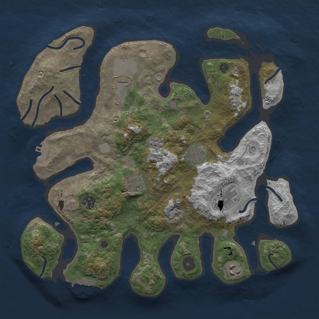 Rust Map: Procedural Map, Size: 3550, Seed: 569028, 15 Monuments