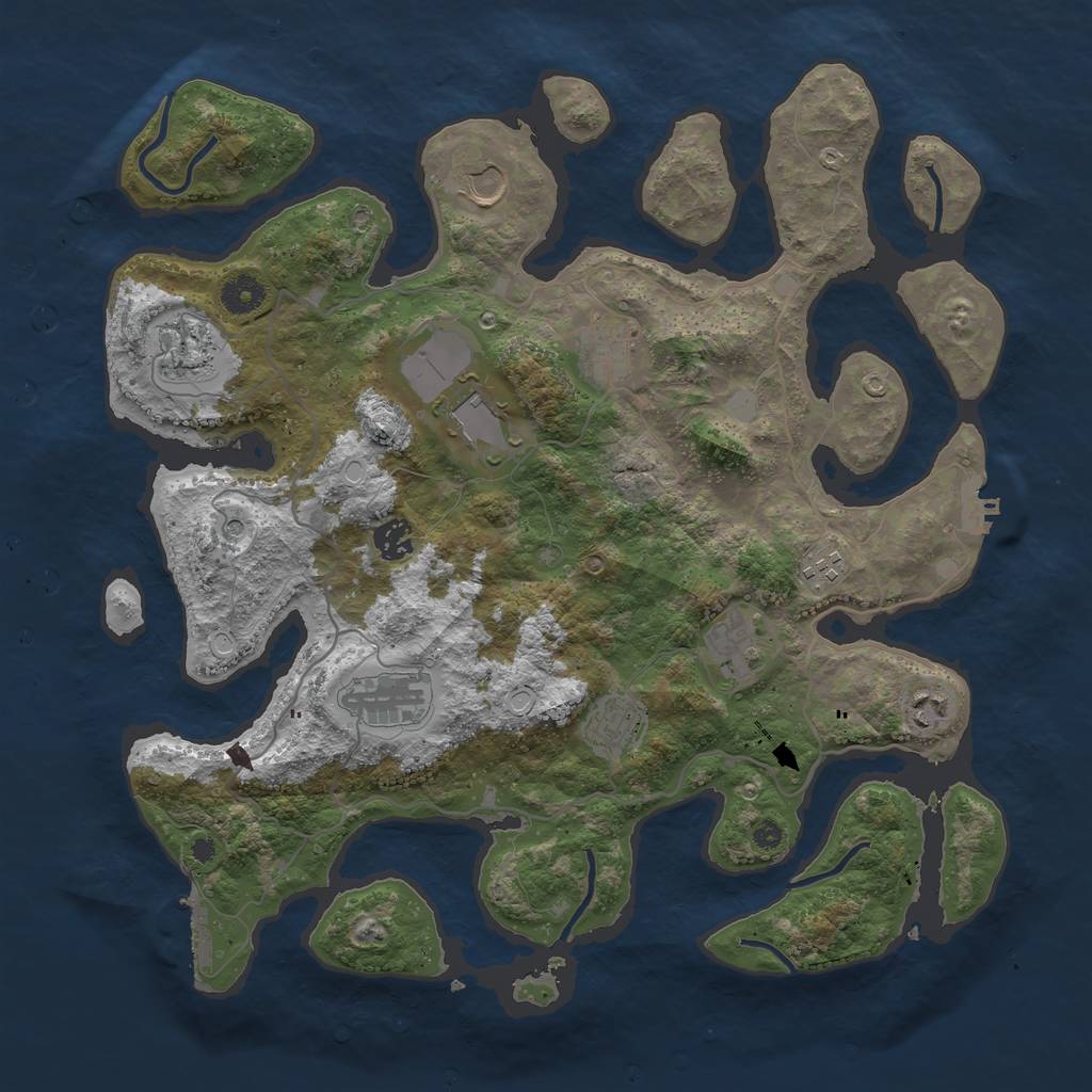 Rust Map: Procedural Map, Size: 4000, Seed: 575445, 18 Monuments