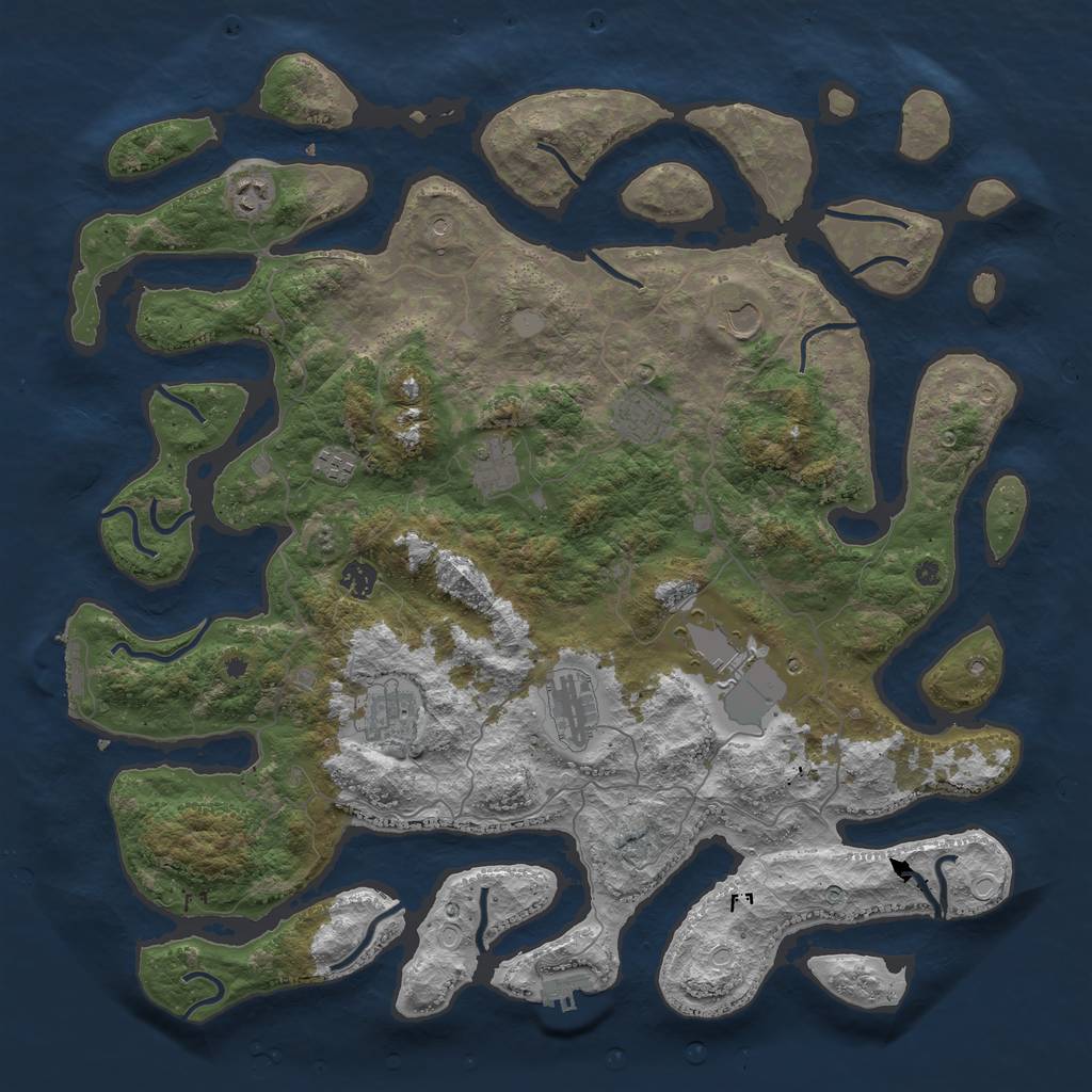 Rust Map: Procedural Map, Size: 4500, Seed: 3885913, 17 Monuments