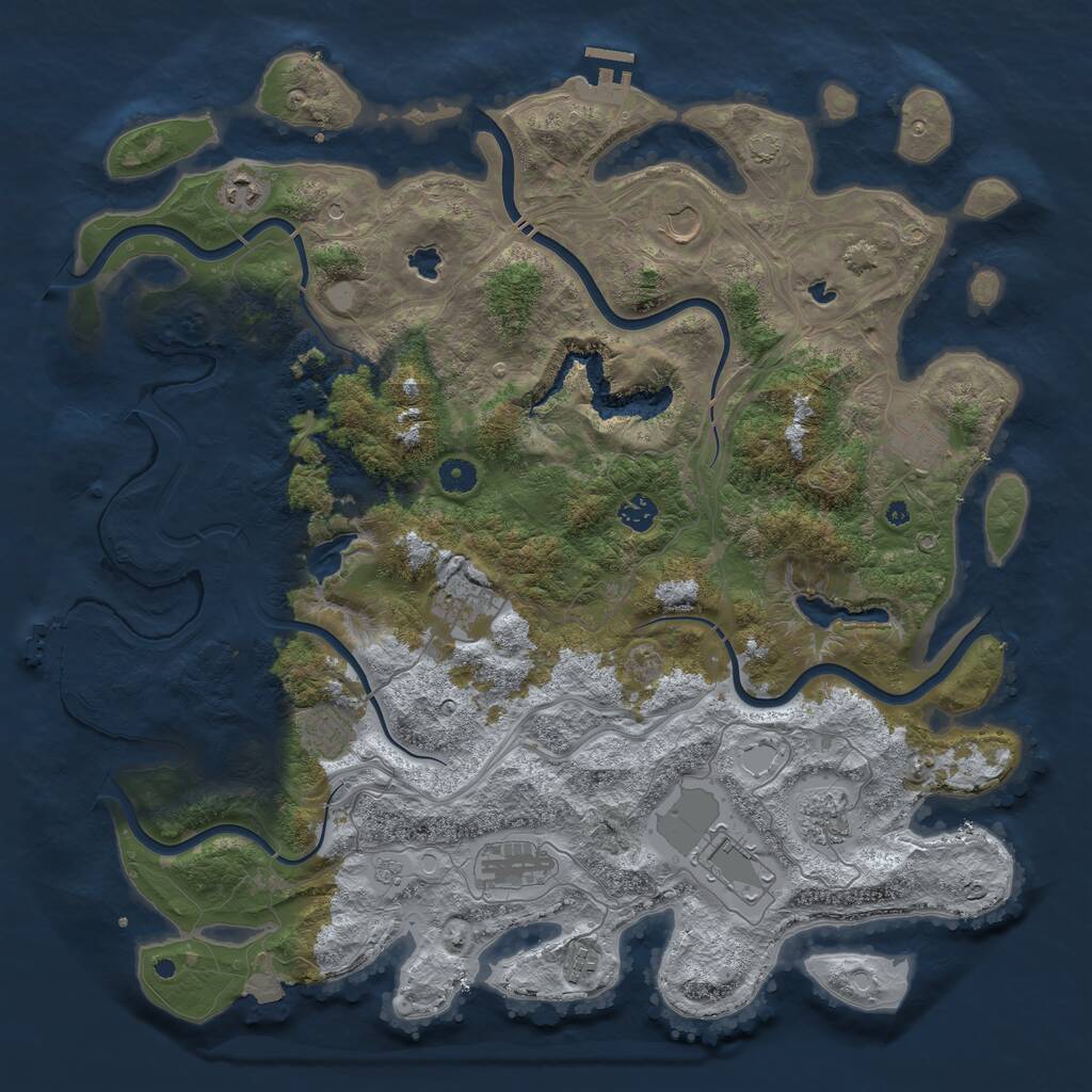 Rust Map: Procedural Map, Size: 4500, Seed: 3885913, 16 Monuments