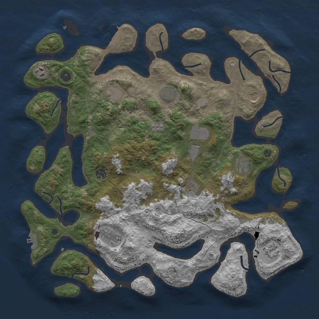 Rust Map: Procedural Map, Size: 4500, Seed: 1203955, 19 Monuments