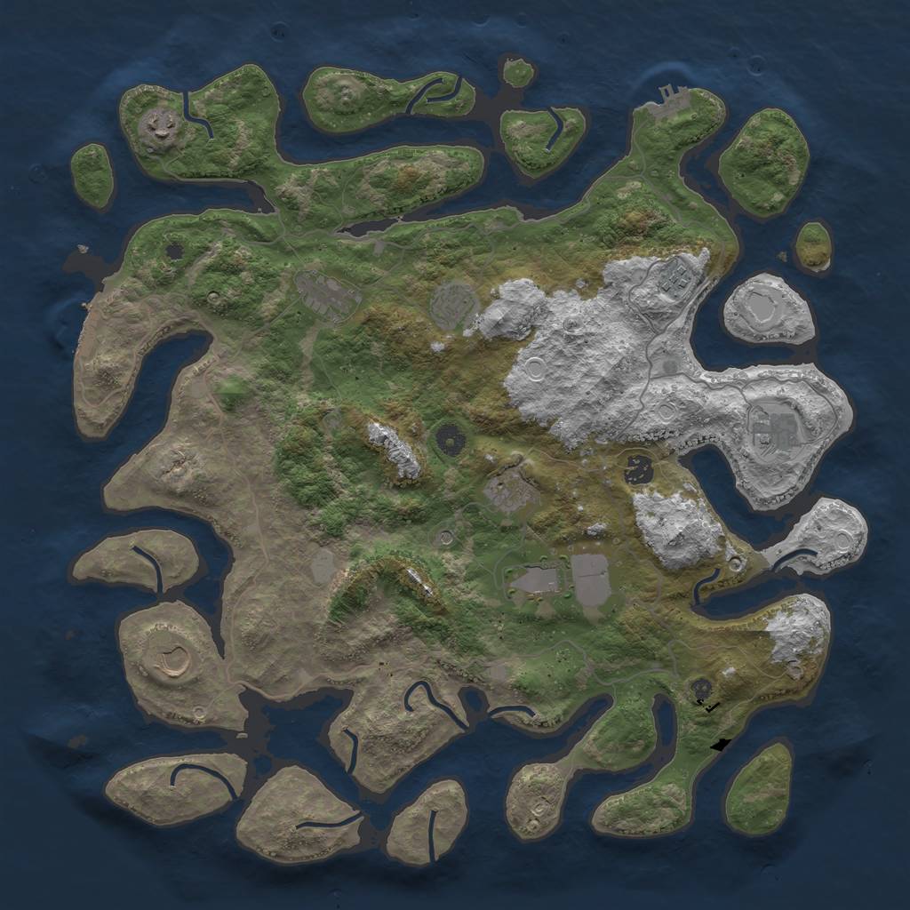 Rust Map: Procedural Map, Size: 4500, Seed: 3391446, 17 Monuments