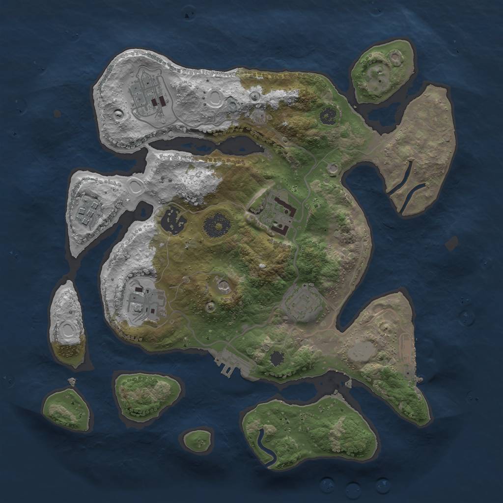 Rust Map: Procedural Map, Size: 3000, Seed: 7897, 14 Monuments