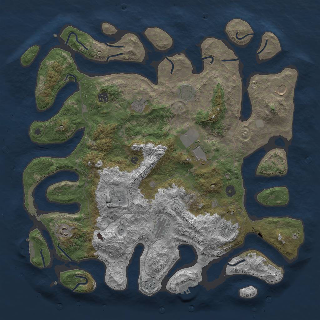 Rust Map: Procedural Map, Size: 4500, Seed: 1505307062, 18 Monuments