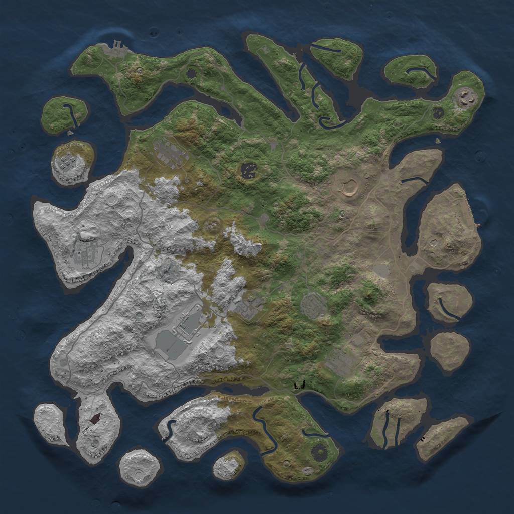 Rust Map: Procedural Map, Size: 4500, Seed: 6764, 18 Monuments