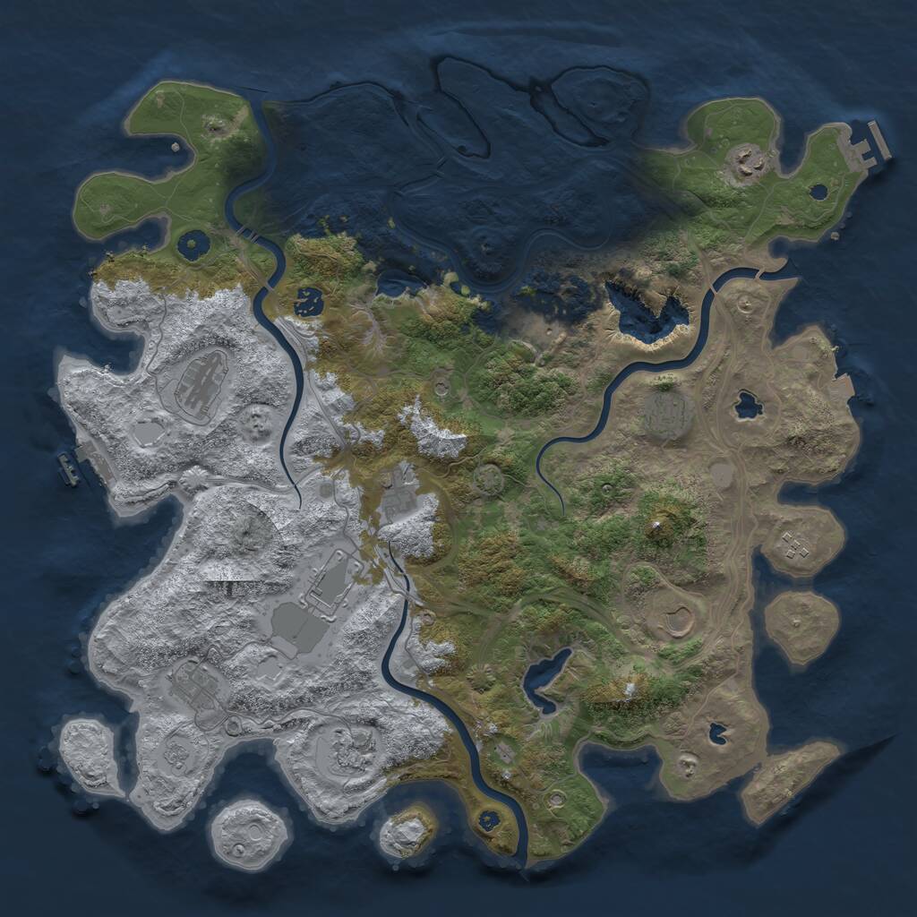 Rust Map: Procedural Map, Size: 4500, Seed: 6764, 17 Monuments