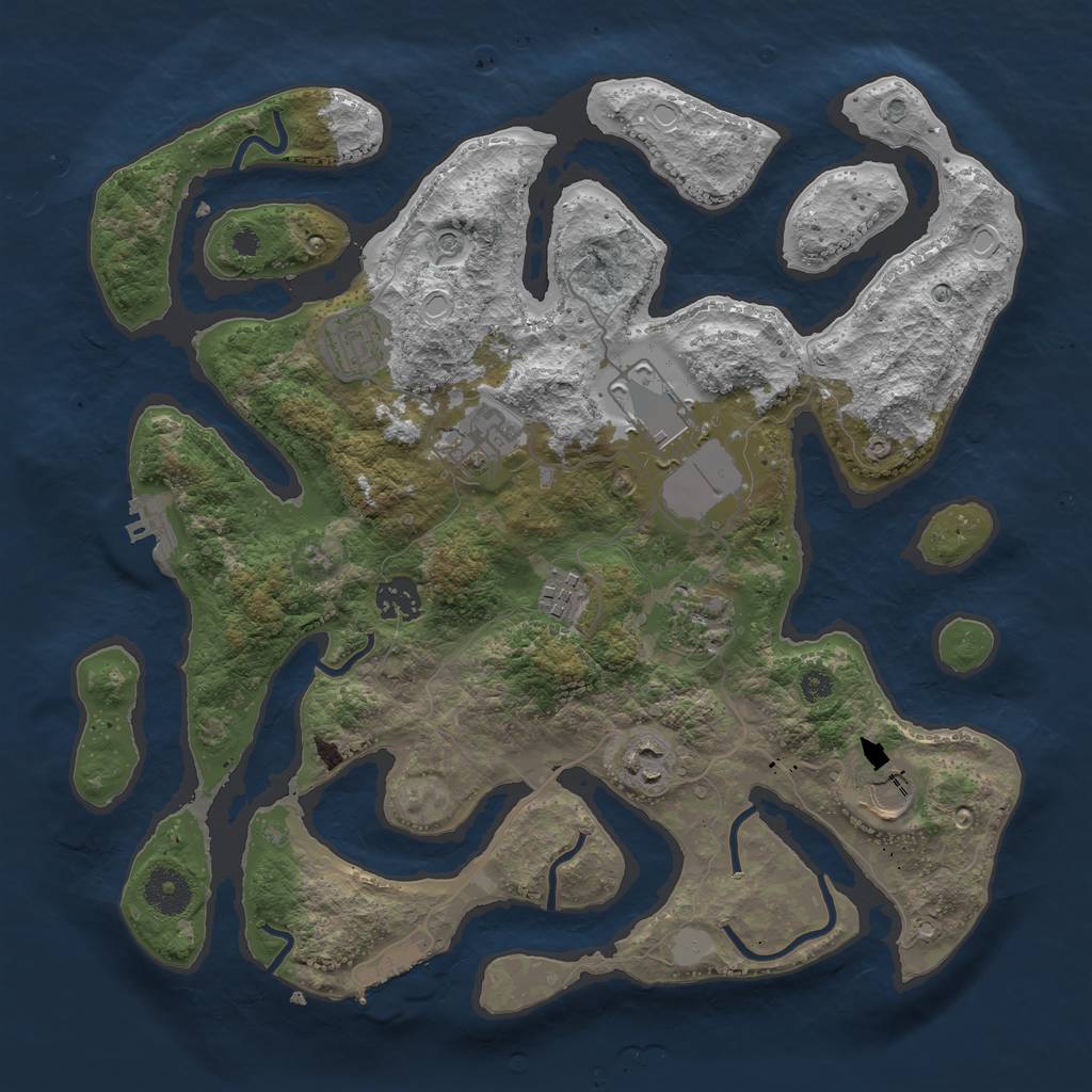 Rust Map: Procedural Map, Size: 3550, Seed: 859075, 16 Monuments