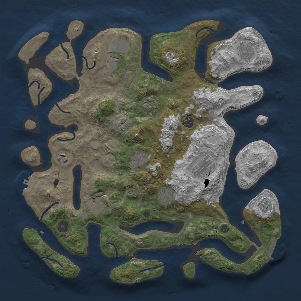 Rust Map: Procedural Map, Size: 4000, Seed: 4109741, 18 Monuments