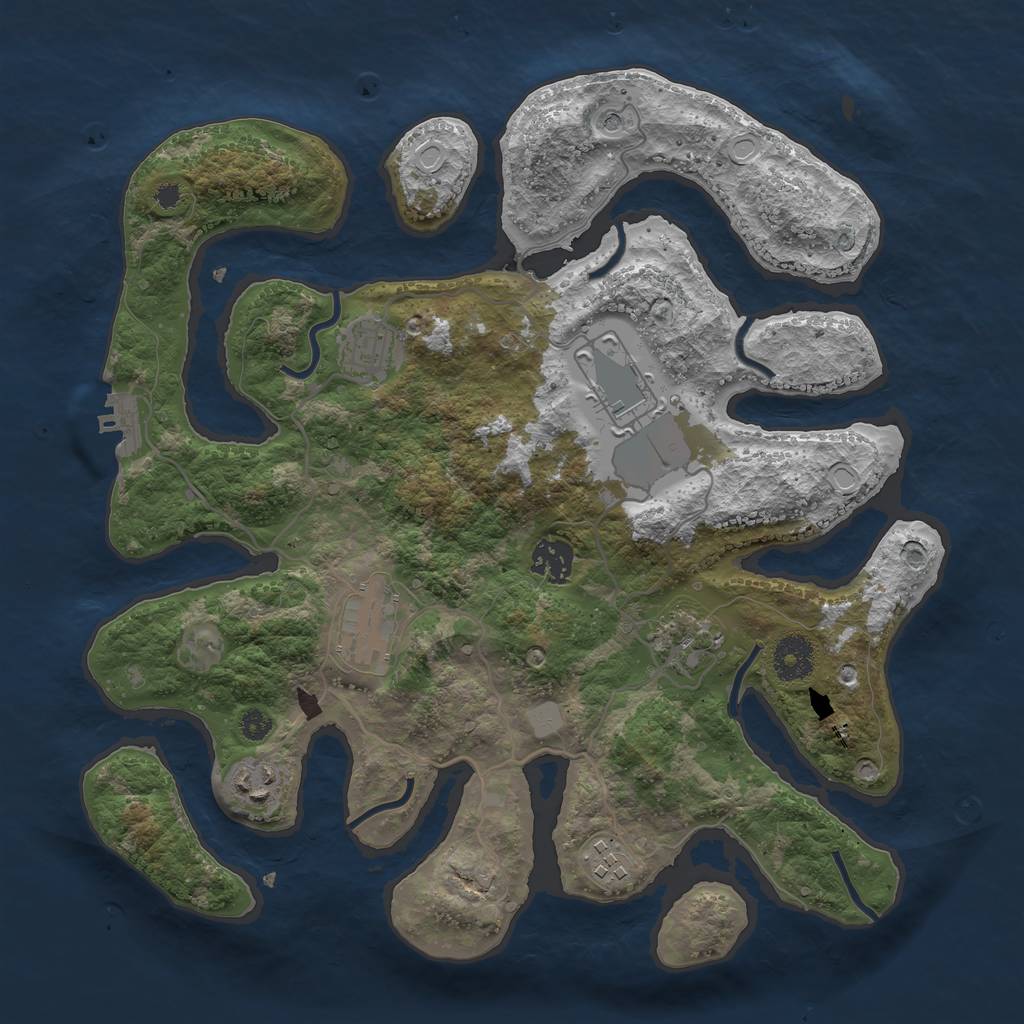 Rust Map: Procedural Map, Size: 3500, Seed: 2358463, 14 Monuments