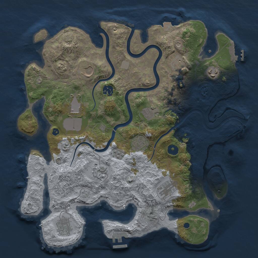Rust Map: Procedural Map, Size: 3650, Seed: 1611383370, 17 Monuments